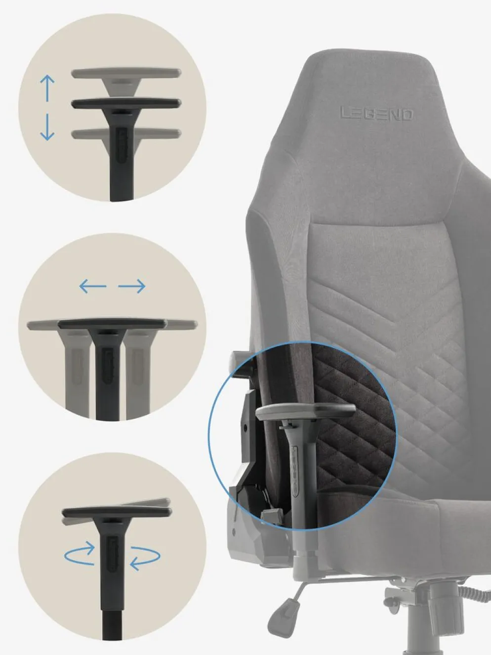 ABILDAASilla gaming ABILDAA tela gris antracita