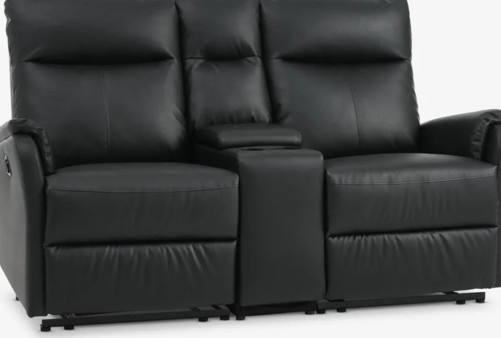 ABILDSKOVSofá ABILDSKOV 2 plazas con consola polipiel negro