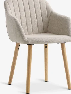 ADSLEVSilla de comedor ADSLEV tela beis/color roble natural