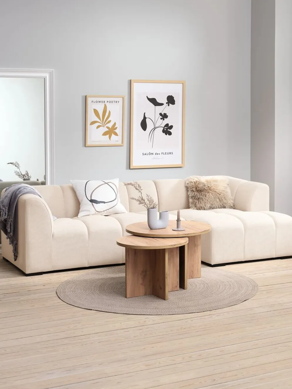ALLESESofá ALLESE chaise longue derecha tela beis