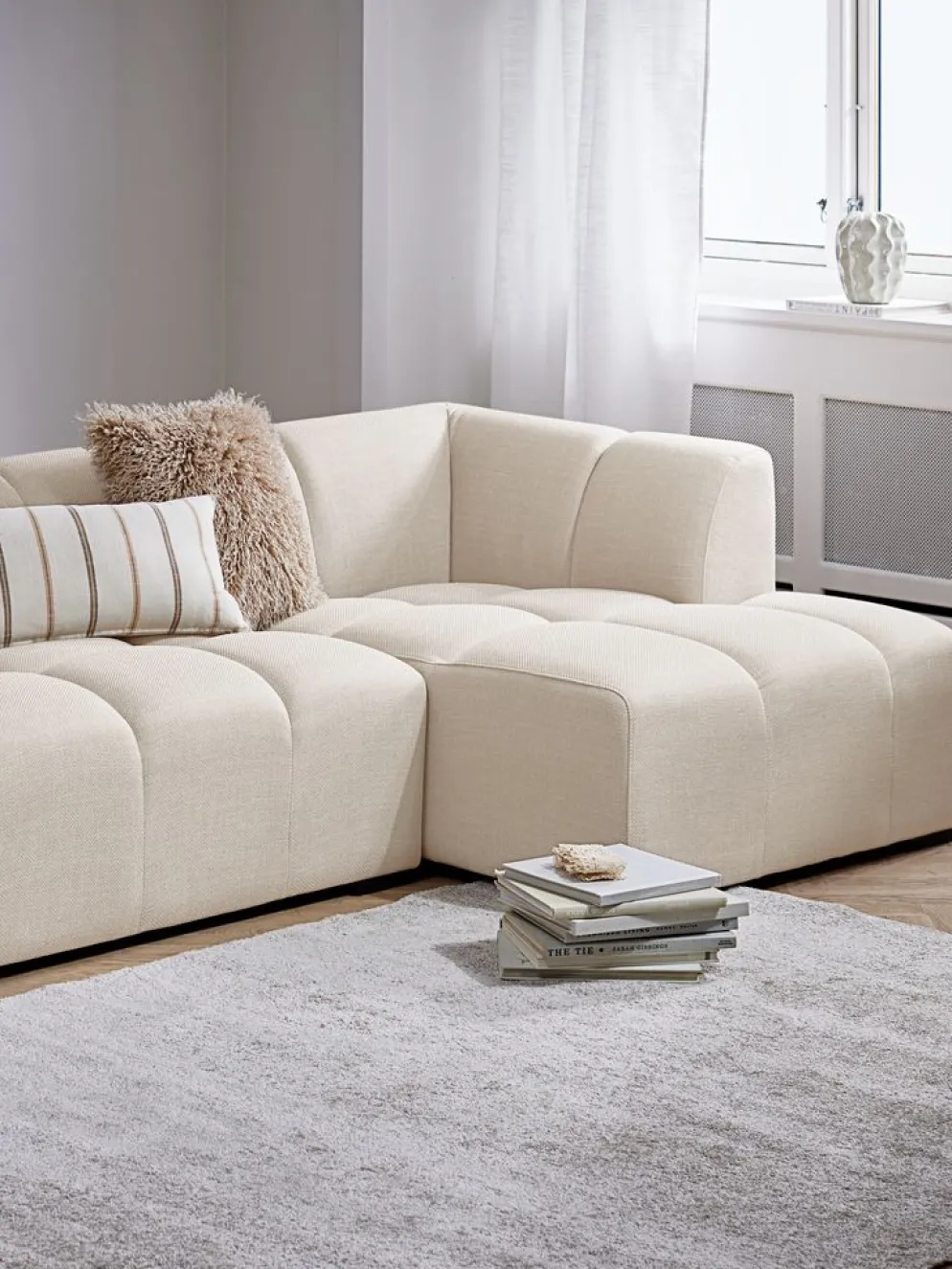 ALLESESofá ALLESE chaise longue derecha tela beis