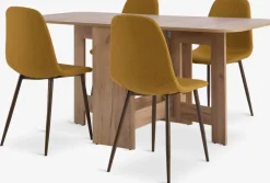 ALLING + JONSTRUPMesa ALLING L100/163 roble cálido + 4 sillas JONSTRUP curry