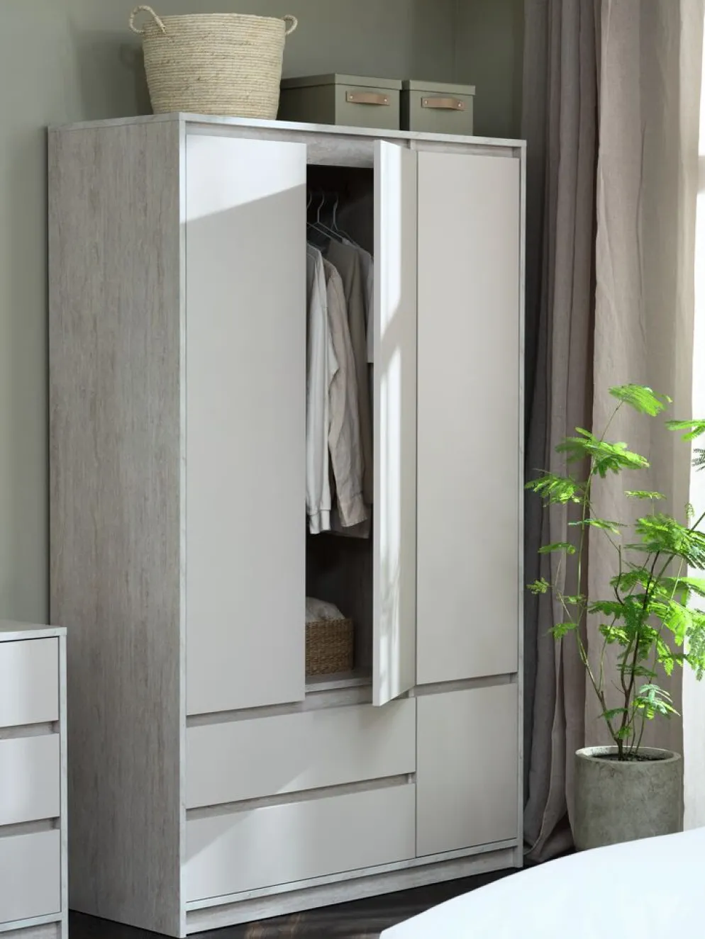 BILLUNDArmario BILLUND 119x193 4 puertas 2 cajones travertino/beis