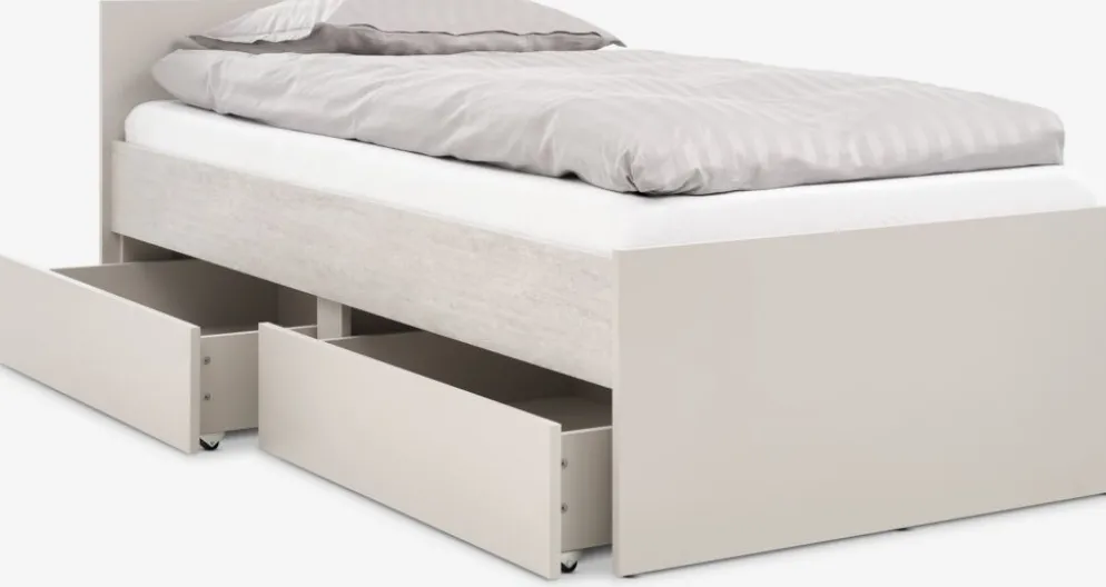 BILLUNDCama con almacenaje BILLUND 90x200 travertino/beis