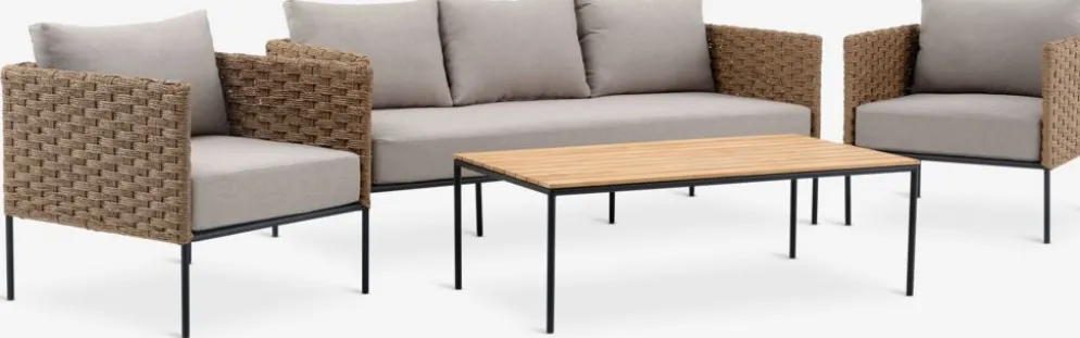 DAMFENNERConjunto muebles jardín DAMFENNER 5 plazas natural
