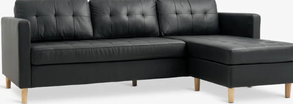 FALSLEVSofá FALSLEV chaise longue polipiel negro