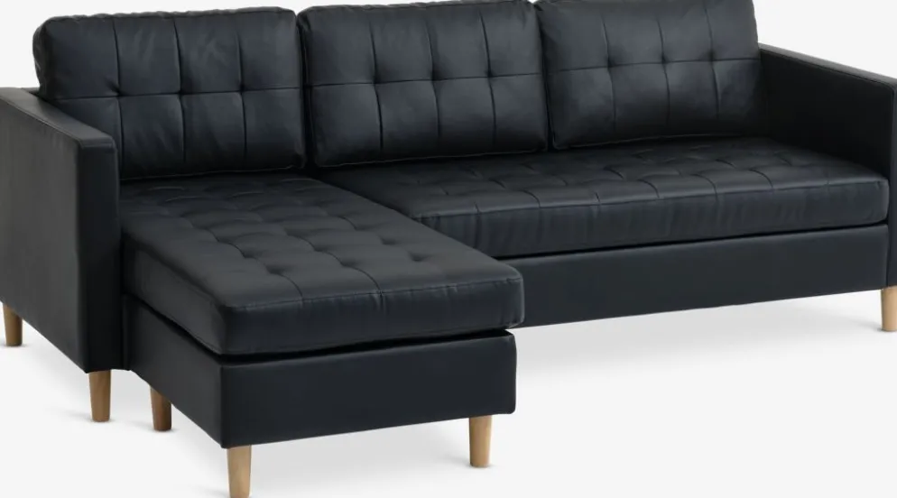 FALSLEVSofá FALSLEV chaise longue polipiel negro