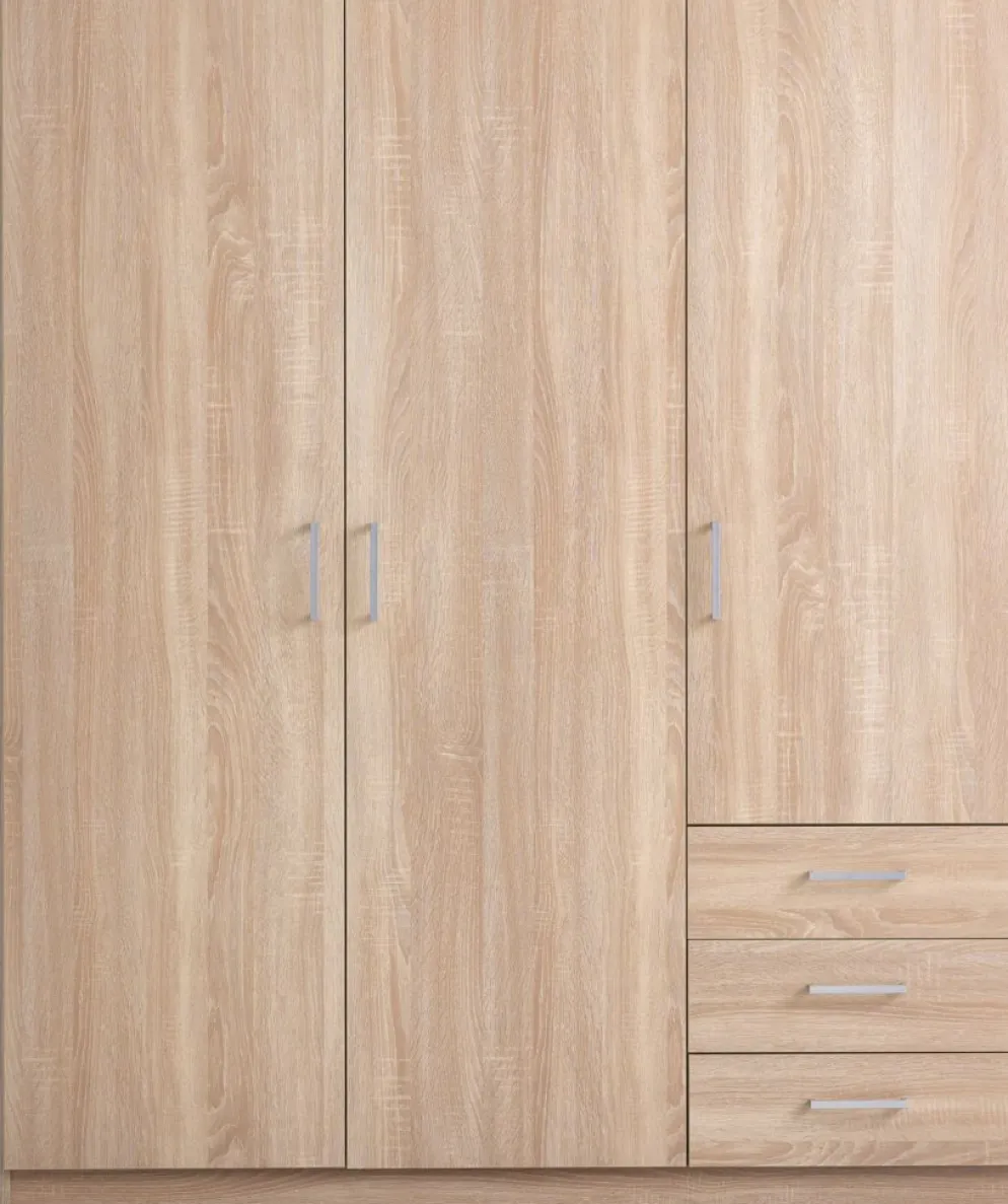FANDRUPArmario FANDRUP 145x176 3 puertas 3 cajones color roble cl