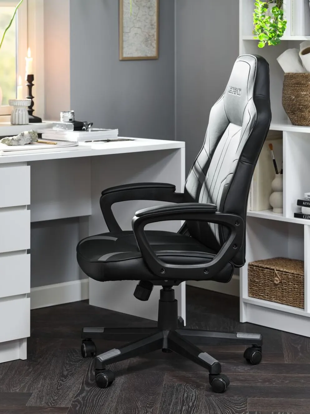 FJELSTEDSilla gaming FJELSTED polipiel negro/gris