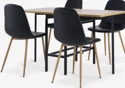 FOLDINGBRO + JONSTRUPMesa FOLDINGBRO L130 roble cálido + 4 sillas JONSTRUP negro