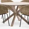 FUGLSAND + TUERNEMesa FUGLSAND Ø120 madera dura + 4 sillas TUERNE natural