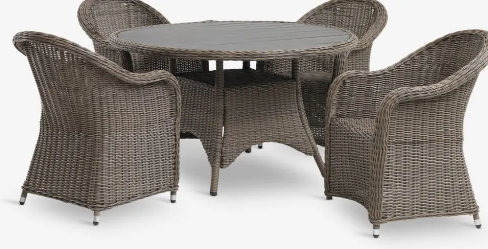 GAMMELBYMesa GAMMELBY Ø130 + 4 sillas GAMMELBY gris