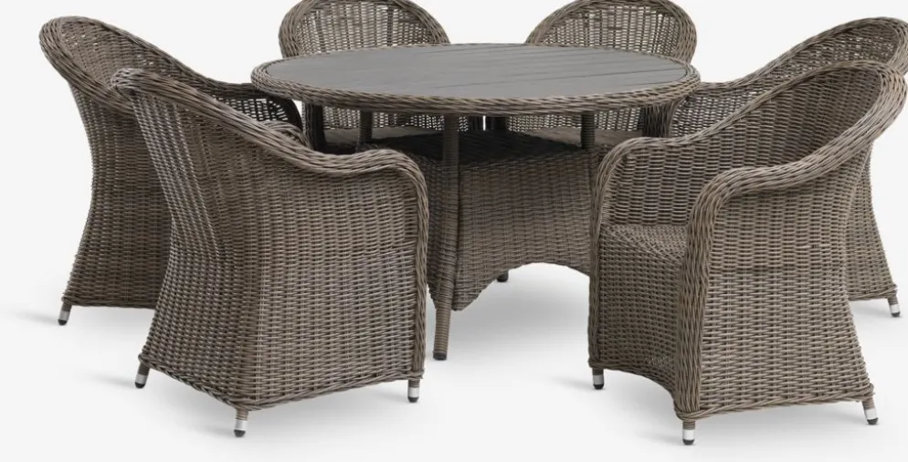 GAMMELBYMesa GAMMELBY Ø130 + 4 sillas GAMMELBY gris