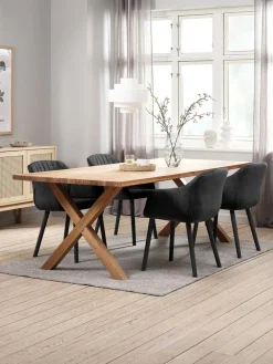 GRIBSKOV + ADSLEVMesa GRIBSKOV L230 roble natural + 4 sillas ADSLEV antracita