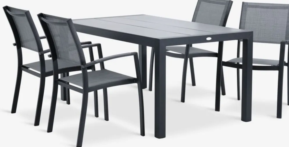 HAGEN + STRANDBYMesa HAGEN L160 + 4 sillas STRANDBY gris