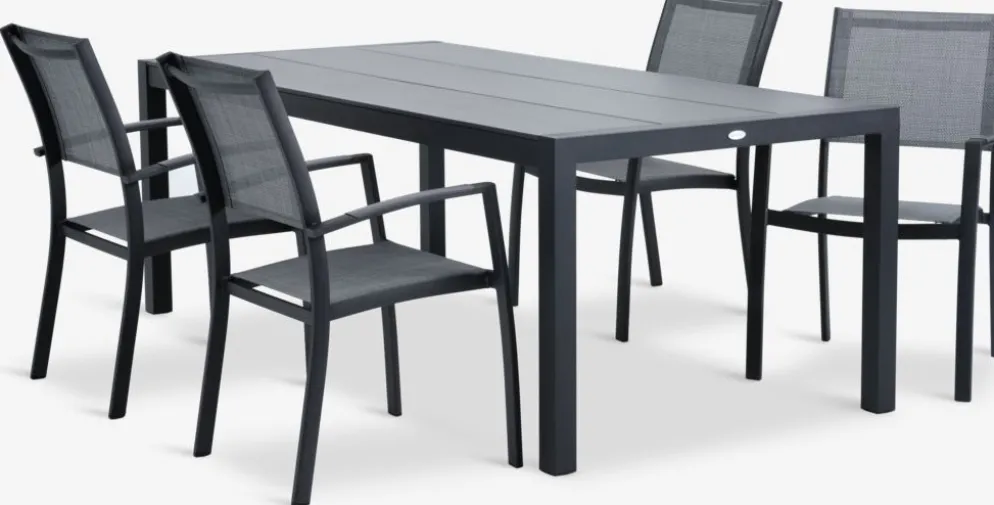 HAGEN + STRANDBYMesa HAGEN L214 + 4 sillas STRANDBY gris