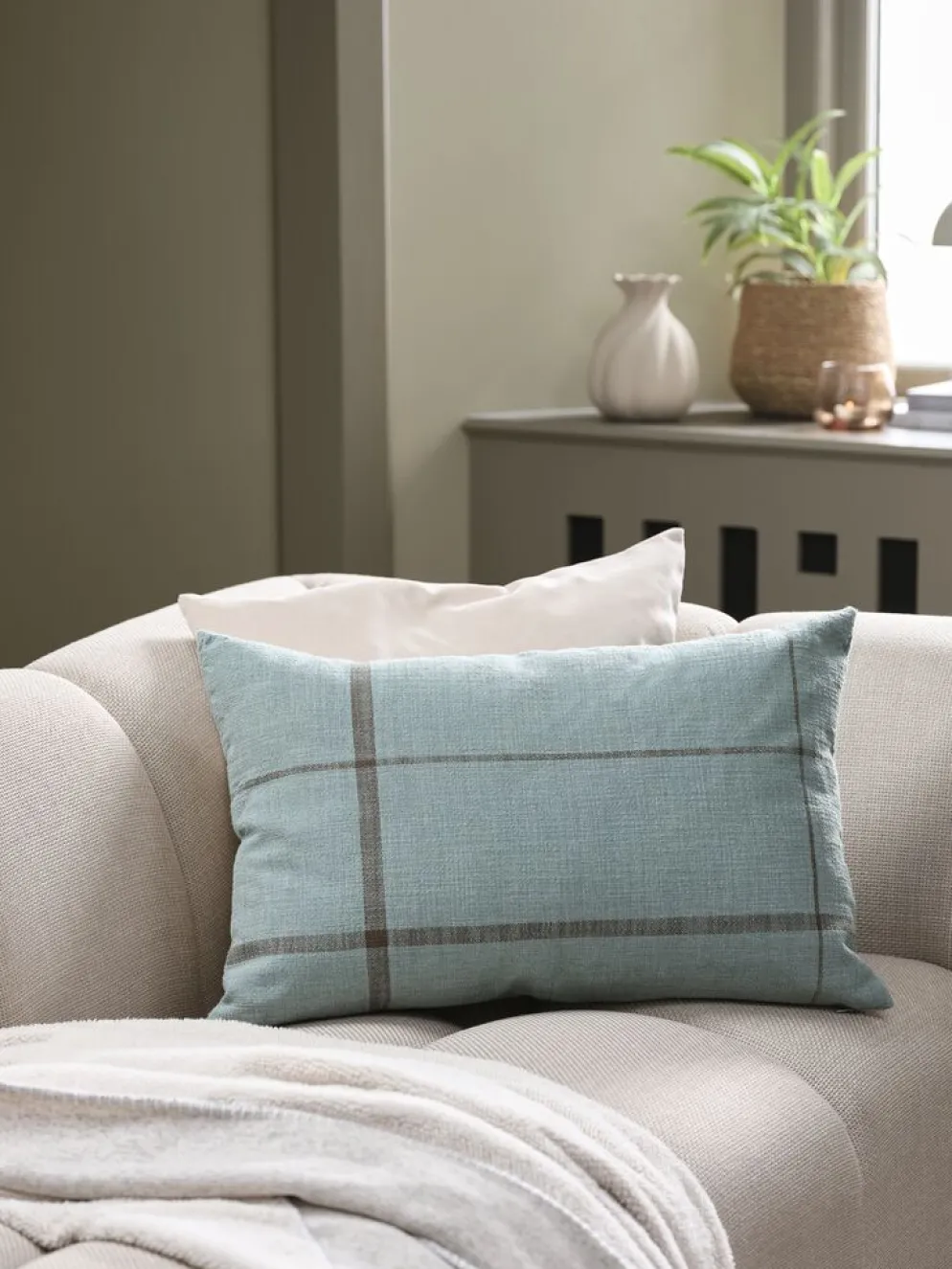 HALLONCojín HALLON 40x60 azul empolvado/marrón