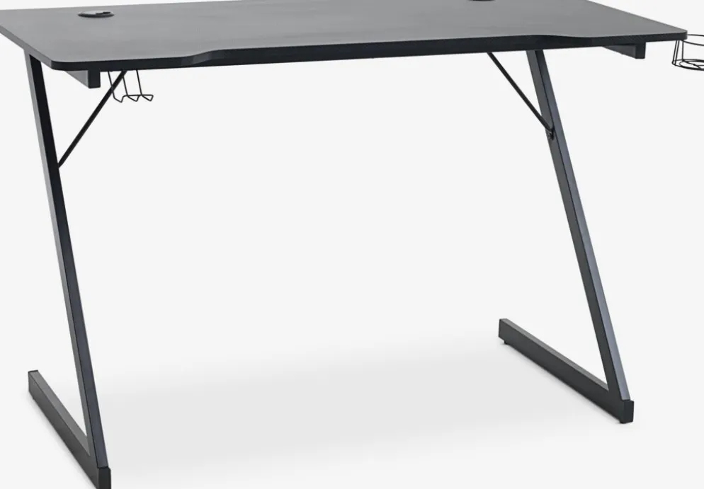 HALSTEDEscritorio gaming HALSTED 60x120 portabebidas+soporte negro