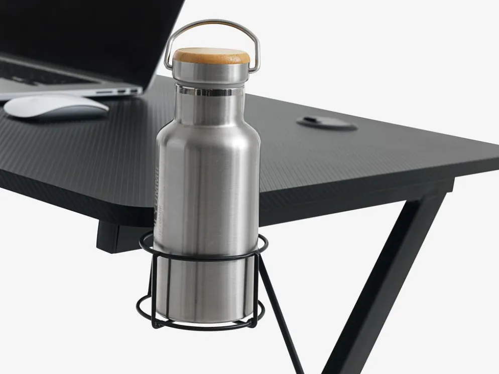 HALSTEDEscritorio gaming HALSTED 60x120 portabebidas+soporte negro