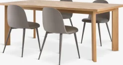 HARESKOV + ULDALMesa HARESKOV L200 roble natural + 4 sillas ULDAL marrón