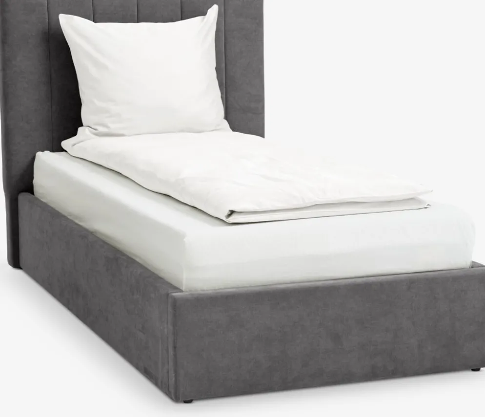 HASLEVEstructura cama HASLEV con almacenaj 90x200 tela gris oscuro