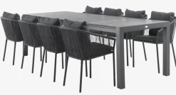 HESTEHAVE + GILJAMesa HESTEHAVE L205/275 negro + 4 sillas GILJA gris