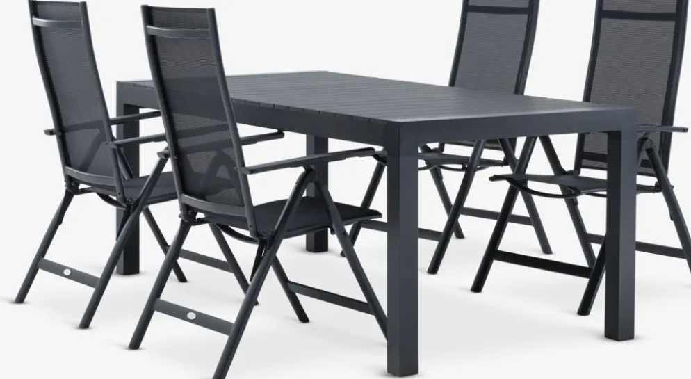 HESTEHAVE + LOMMAMesa HESTEHAVE L205/275 + 4 sillas LOMMA negro