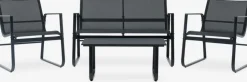 HORNSLETConjunto muebles jardín HORNSLET 4 plazas negro