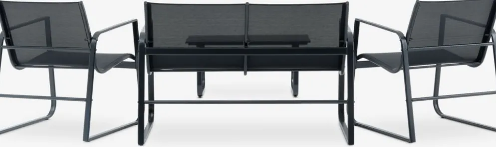 HORNSLETConjunto muebles jardín HORNSLET 4 plazas negro