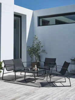 HORNSLETConjunto muebles jardín HORNSLET 4 plazas negro