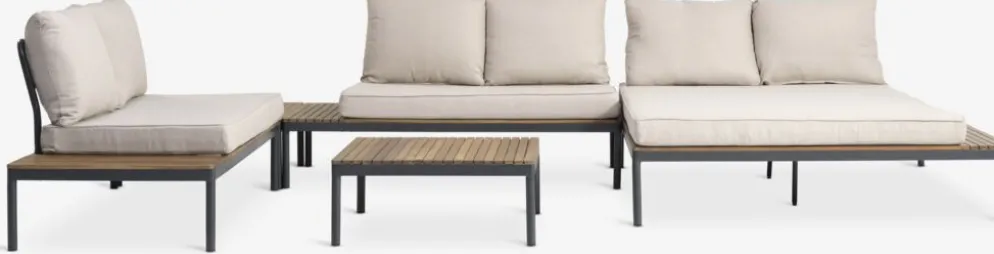 HOUConjunto jardín HOU chaise longue 6 plazas madera dura