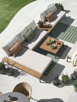 HOUMódulo de jardín sofá HOU 2 plazas madera dura