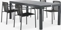 HSTEHAVE + KRISTIANSTADMesa HESTEHAVE L205/275 negro + 4 sillas KRISTIANSTAD verde