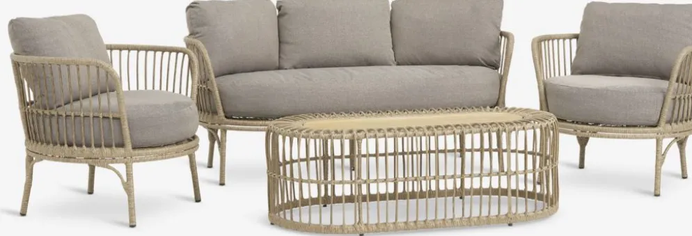 ILLERUPConjunto muebles jardín ILLERUP 4,5 plazas natural