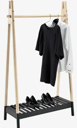 JENNETBurro para ropa JENNET con estante zapatero natural/negro
