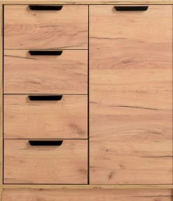 JENSLEVCómoda 4 cajones 1 puerta JENSLEV roble salvaje natural