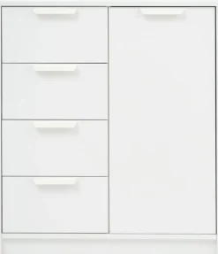 JENSLEVCómoda JENSLEV 4 cajones 1 puerta blanco