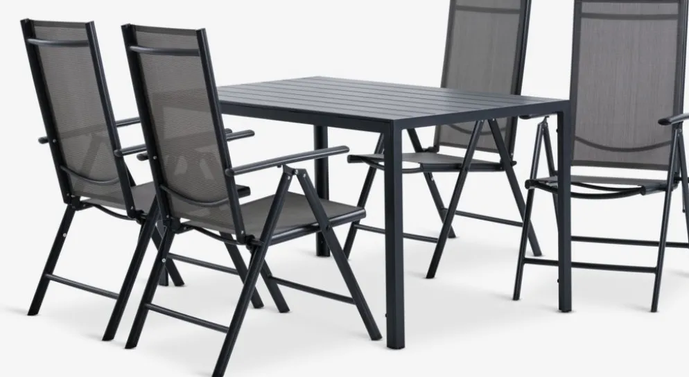 JERSORE + MELLBYMesa JERSORE L140 + 4 sillas MELLBY negro