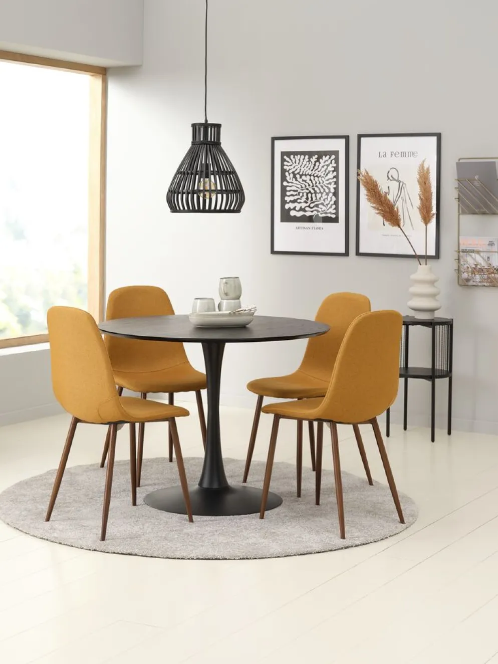 JONSTRUPSilla de comedor JONSTRUP tela curri/color roble oscuro