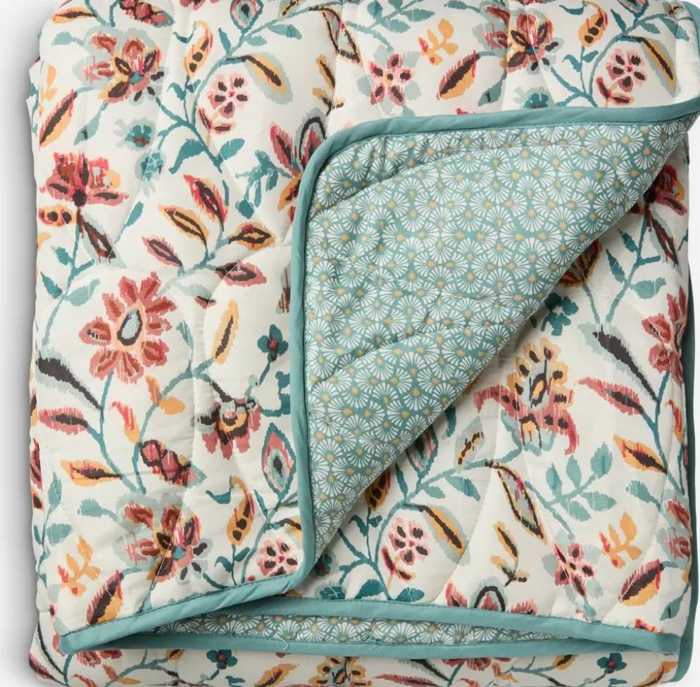 KAMILLEManta acolchada KAMILLE 140x200 blanco/turquesa