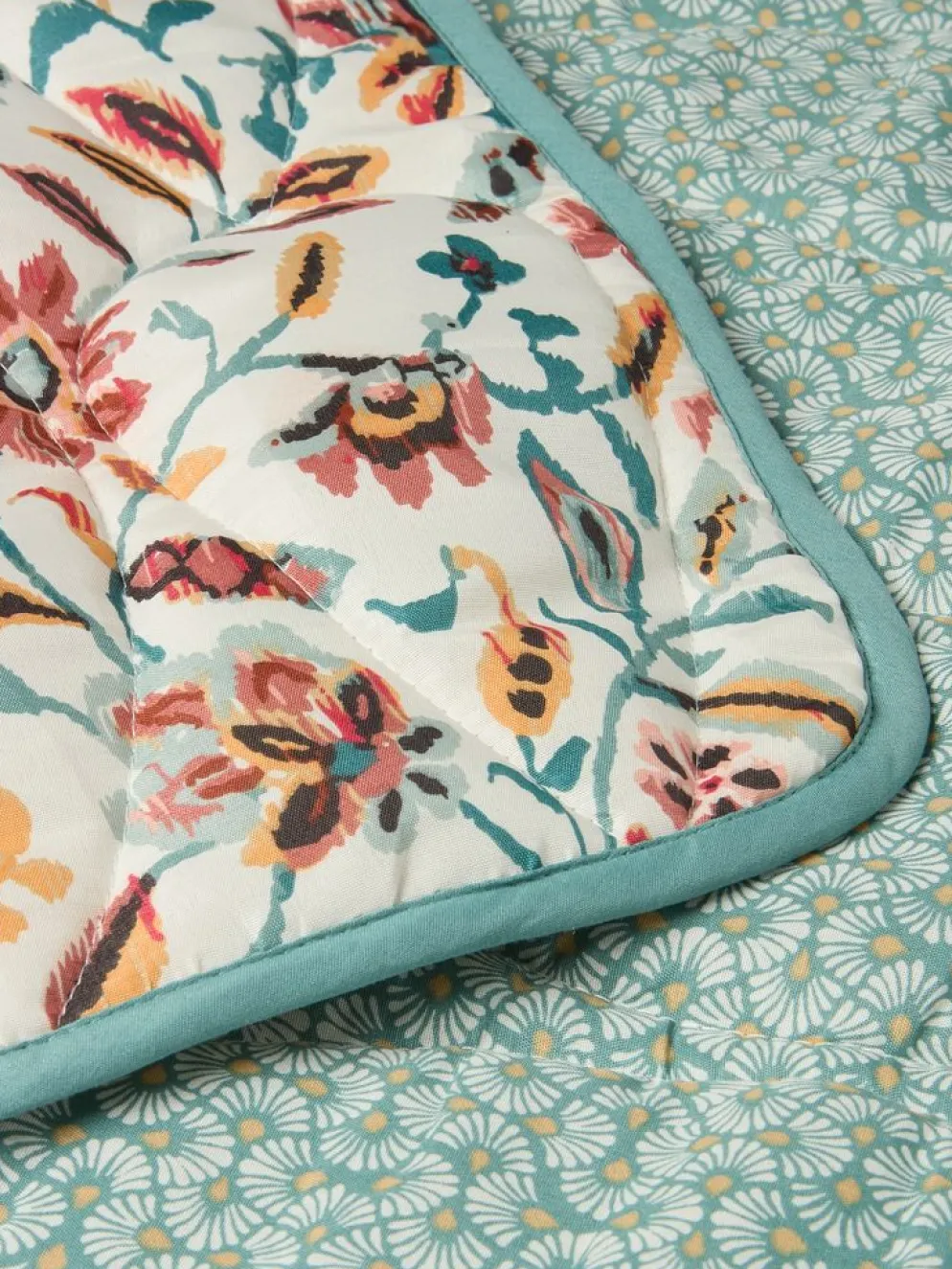 KAMILLEManta acolchada KAMILLE 140x200 blanco/turquesa