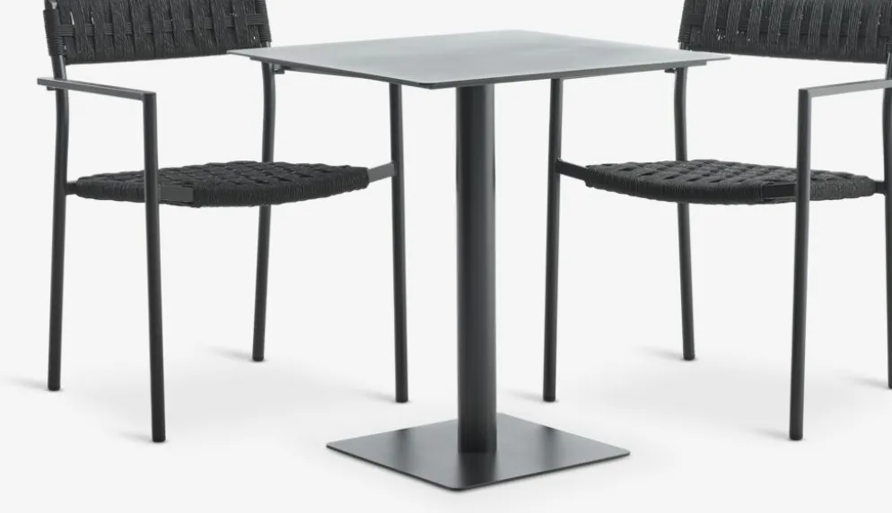 KAPPRUET + TRILLEVALLENMesa KAPPRUET L65 + 2 sillas TRILLEVALLEN negro