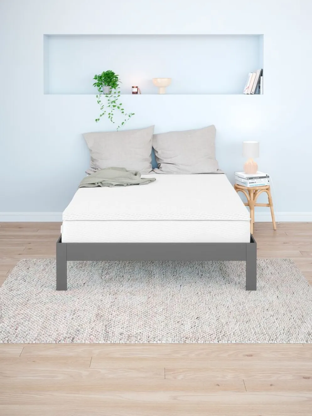 KILDENEstructura cama KILDEN 90x200 gris oscuro
