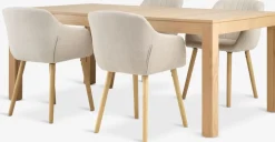 KORSKRO + ADSLEVMesa KORSKRO L200/326 roble natural + 4 sillas ADSLEV beis