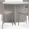 KRONDAL + BRANDEMesa KRONDAL Ø110 travertino + 4 sillas BRANDE beis