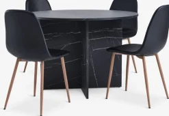 KRONDAL + JONSTRUPMesa KRONDAL Ø110 mármol + 4 sillas JONSTRUP negro