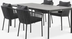 KUMLA + GILJAMesa KUMLA L200 + 4 sillas GILJA gris