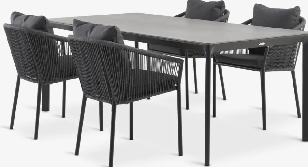 KUMLA + GILJAMesa KUMLA L200 + 4 sillas GILJA gris