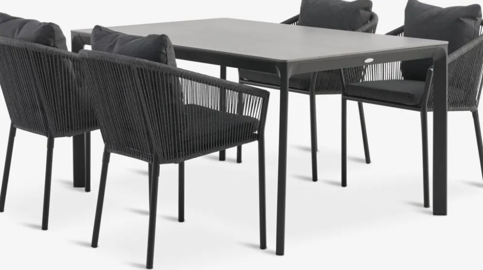 KUMLA + GILJAMesa KUMLA L150 + 4 sillas GILJA gris