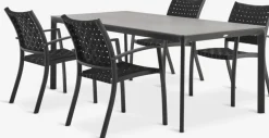 KUMLA + GLOMFJORDMesa KUMLA L200 gris + 4 sillas GLOMFJORD negro